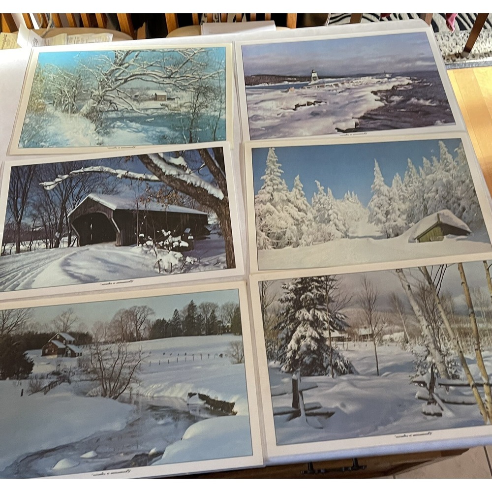 Vintage Christmastime In America Placemats. Set Of 6 Reversible